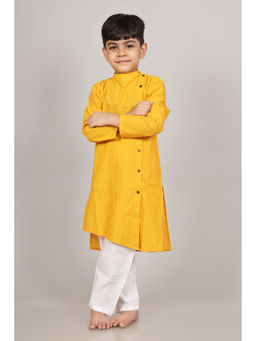 KALP - Yellow Asymmetric Kurta (Set of 2)