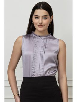 PURYS - Women Lavender Sleeveless Satin Top
