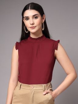 Style Quotient - Women Solid Maroon Formal Top