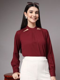 Style Quotient - Women Maroon Solid Formal Top