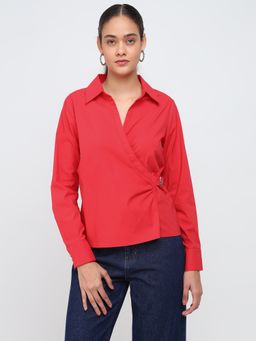 Cover Story - Women Red Wrap Top