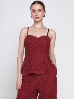 Cover Story - Women Maroon Lace Top