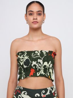 Cover Story - Women Green Bandeau Crop Top