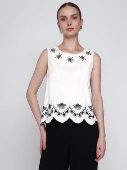 Cover Story - Women White Cutwork Top