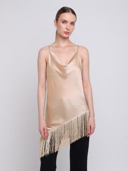 Cover Story - Women Beige Noir Patels Fringe Top