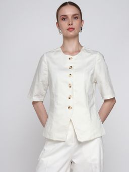 Cover Story - Women White Solid Classic Top