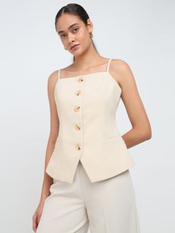 Cover Story - Women Beige Tailored Top