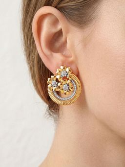 Voylla - Women White Threads of Royalty Rajvalli Floral Cz Stud Earrings