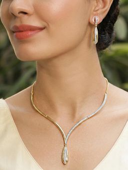 Voylla - Women White Threads of Royalty Rajtara Grace Cz Jewellery Set