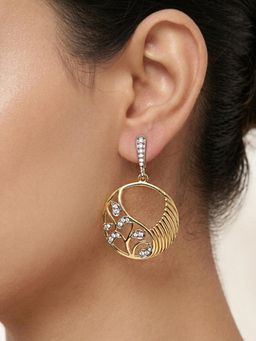 Voylla - Women White Threads of Royalty Rajvalli Cz Dangler Earrings