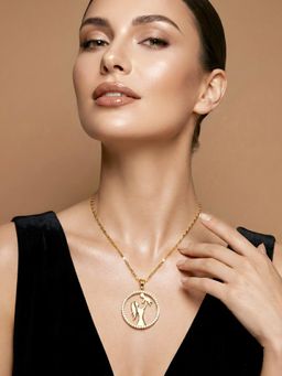 ADIVA - Women White Gold-Plated Cz Embellished Studded Necklace