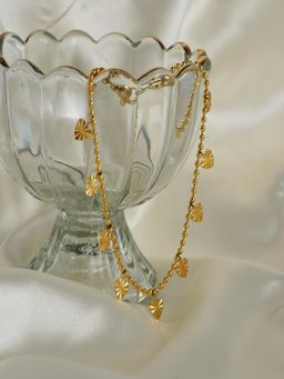AQUASTREET - Women 18K Gold Plated Ribbed Heart Shaped Drops Anklet