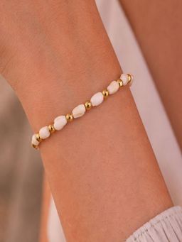 AQUASTREET - Women 18K Gold Plated White Shell Beaded Bracelet