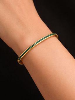 AQUASTREET - Women 18K Gold Plated Anti-Tarnish Green Zircon Openable Bangle (2.6)