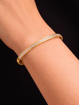 AQUASTREET - Women 18K Plated Anti-Tarnish White Zircon Openable Bangle (2.6)