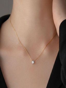 AQUASTREET - Women 18K Plated Minimal Single White Zircon Thin Necklace
