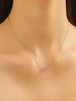 AQUASTREET - Women White 18K Plated Minimal Single Zircon Thin Necklace