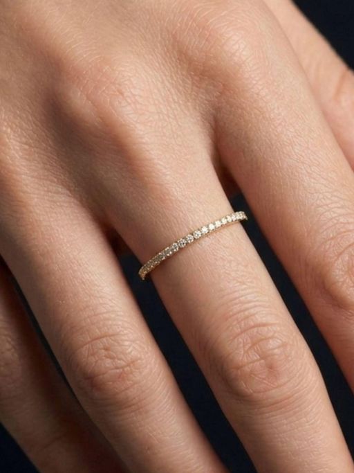 AQUASTREET Women White 18K Gold Plated Anti-Tarnish Minimal Zircon Ring