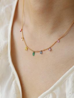 AQUASTREET - Women Multi-Color 18K Gold Plated Zircon Drops Necklace