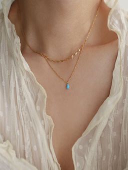 AQUASTREET - Women 18K Gold Plated Blue Tear Drop Layered Necklace
