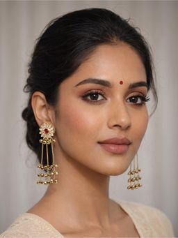 Odette - Women Pink Gold Alloy Stone Earrings