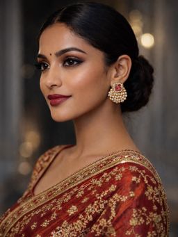 Odette - Women Pink & White Alloy Pearl Earrings