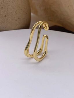 Stol'N - Women Fashion Gold Metal Irregular Double-Layer Ear Cuff