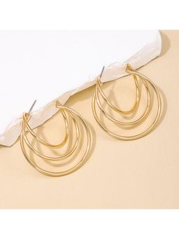 Stol'N - Women Fashion Gold Metal Multi-Layered Hoop Earrings