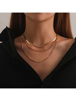 Stol'N - Women Gold Alloy Snake Bone Chain Multi-Layer Necklace