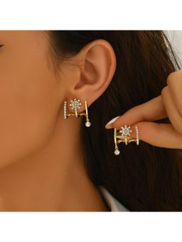 Stol'N - Women White Gold Alloy Diamond Star Earrings