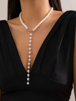 Stol'N - Women Pearl White K Pearl Beaded Y-Shaped Necklace