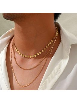 Stol'N - Women Gold Metal Medal Layered Necklace