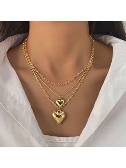 Stol'N - Women Gold Alloy Heart Multi-Layer Necklace