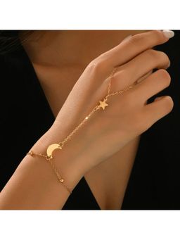 Stol'N - Women Gold Metal Star & Moon Finger Bracelet