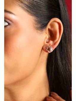 Biba - Women White Brass Studs Earrings