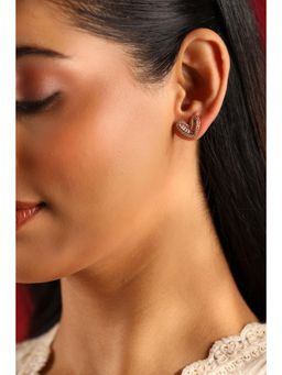 Biba - Women White Brass Studs Earrings