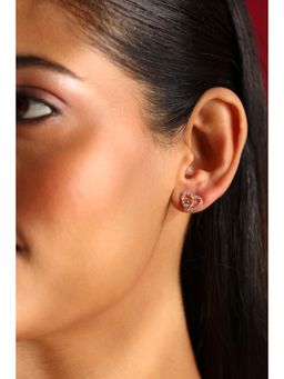 Biba - Women White Brass Studs Earrings