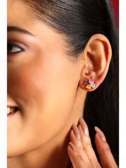 Biba - Women Multi-Color Brass Studs Earrings