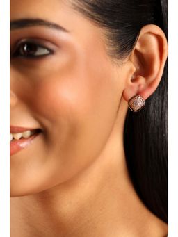 Biba - Women White Brass Studs Earrings