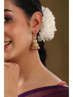 Biba - Women Dark Pink Brass Jhumka Earrings