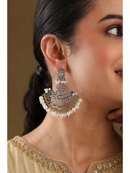 Biba - Women White Brass Chandbali Earrings
