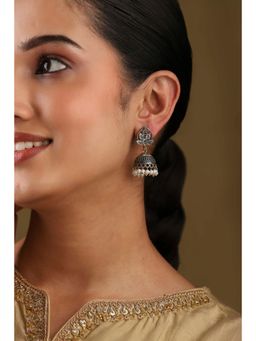 Biba - Women White Brass Jhumka Earrings