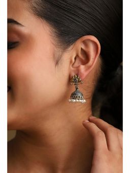 Biba - Women White Brass Jhumka Earrings