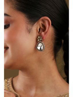 Biba - Women White Brass Danglers Earrings
