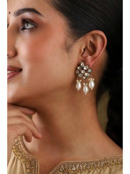 Biba - Women White Brass Drop Earrings