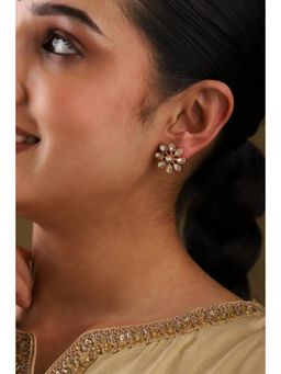 Biba - Women White Brass Studs Earrings