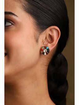 Biba - Women Multi-Color Brass Studs Earrings