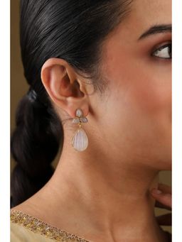 Biba - Women White Brass Danglers Earrings