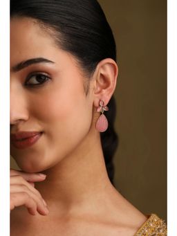 Biba - Women Light Pink Brass Danglers Earrings