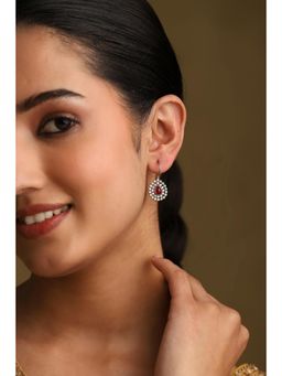 Biba - Women Dark Pink Brass Danglers Earrings